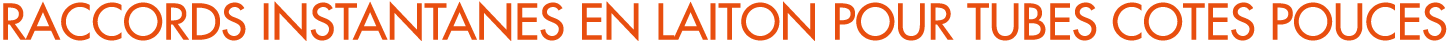 RACCORDS INSTANTANES EN LAITON POUR TUBES COTES POUCES